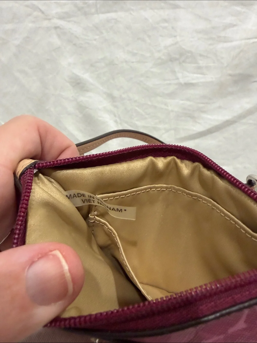 Coach Magenta Signature Wristlet with Leather Strap